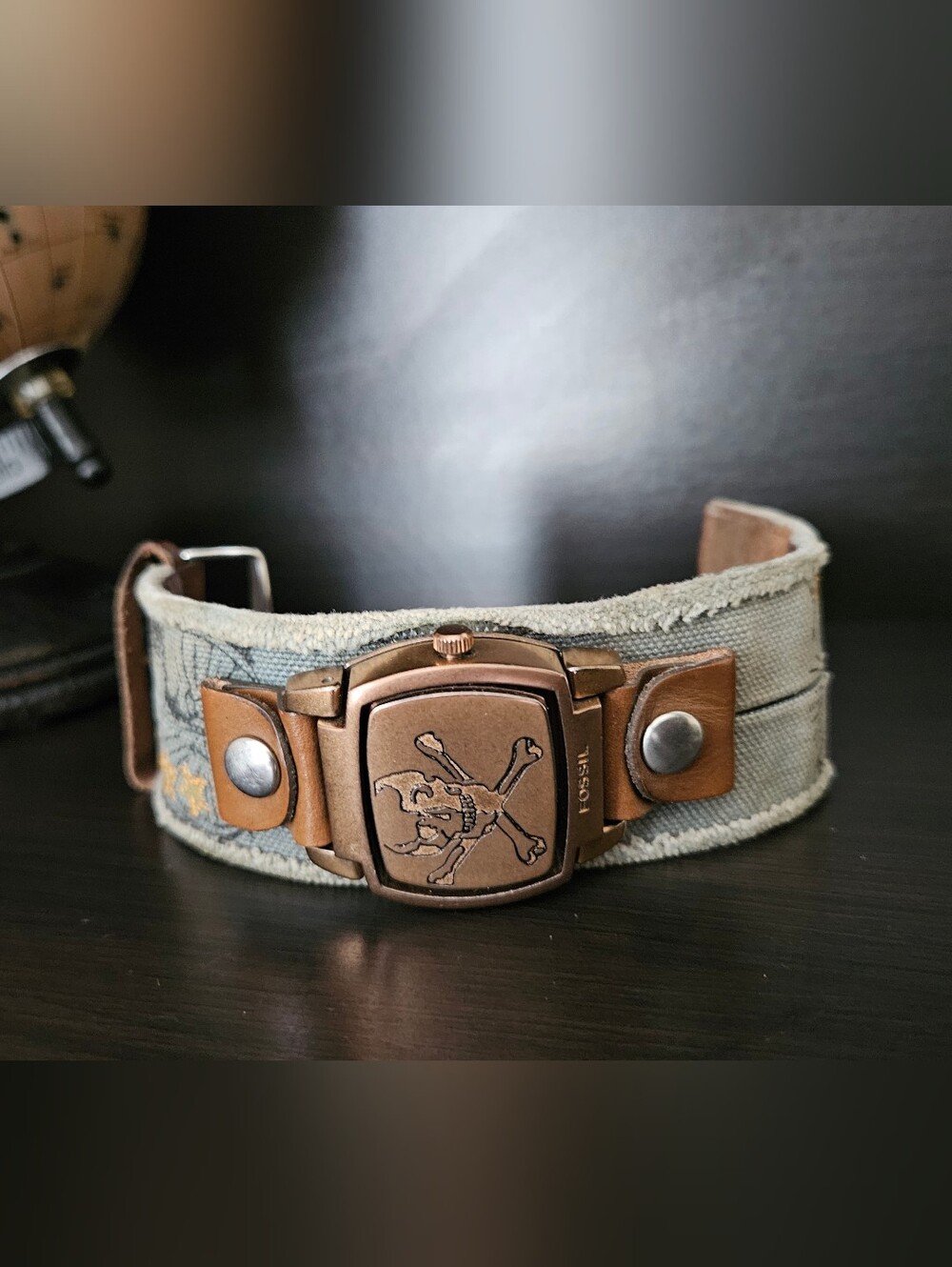 FOSSIL Vintage Canvas Wide Cuff Men's Watch JR-9313